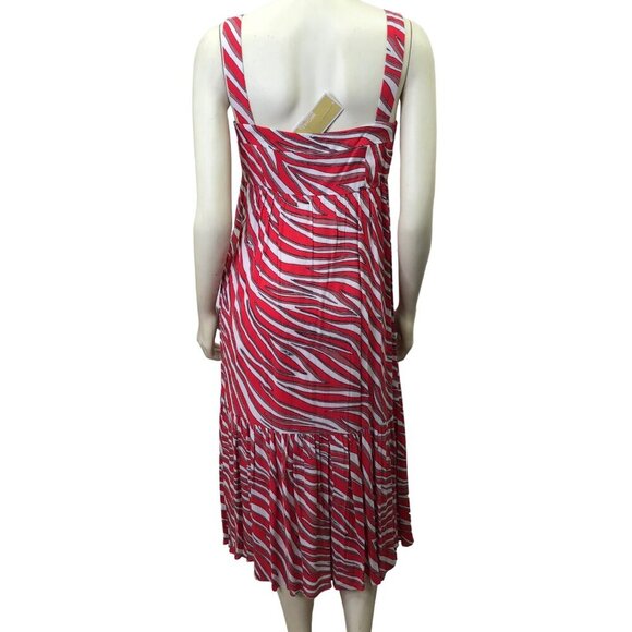 MICHAEL KORS $175 Zebra Square Neck‎ Sleeveless Midi Dress SZ SM NWT - Picture 7 of 13